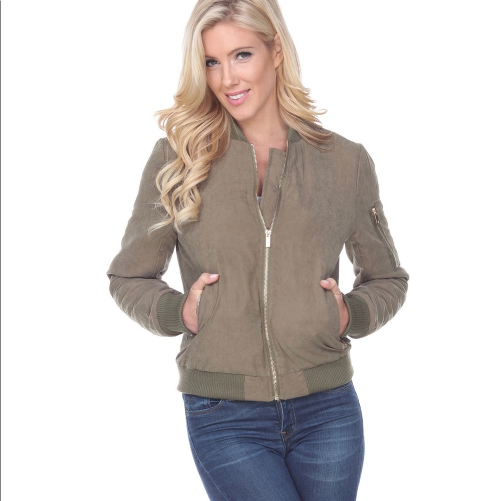 White Mark Bomber Jacket Olive Size Large Women’s